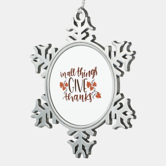 In allem gibt Dank Erntedank Pumpkin Schneeflocken Zinn-Ornament (Rechts)
