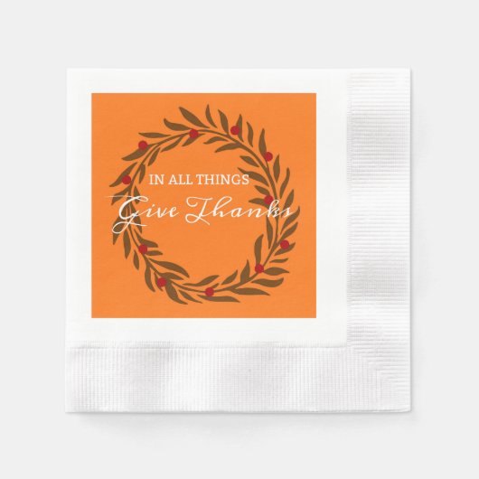 In allen Dingen dank brauner Krustenorange zurück Serviette (Vorderseite)