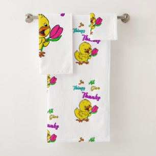 In allen Dingen Dank Chick Tulip Erntedank Badhandtuch Set