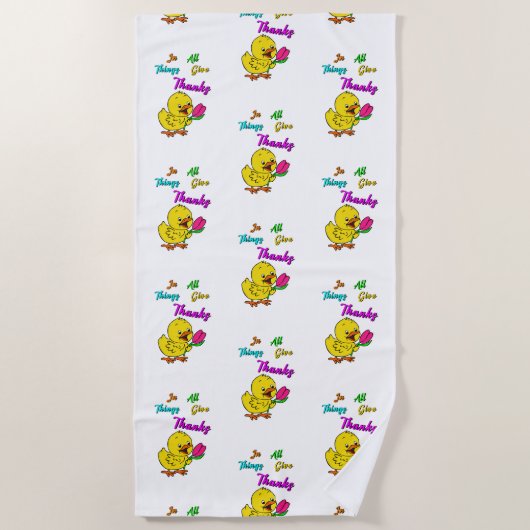 In allen Dingen Dank Chick Tulip Erntedank Strandtuch (Vorderseite)