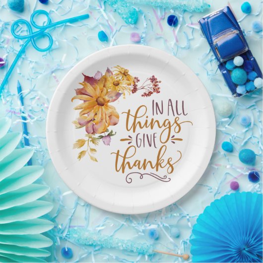 In allen Dingen Dank Herbst Floral Pappteller (Party)
