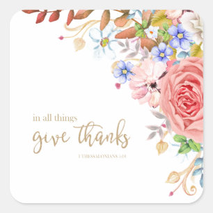 In allen Dingen danke - 1 Thes. 5:18 Quadratischer Aufkleber
