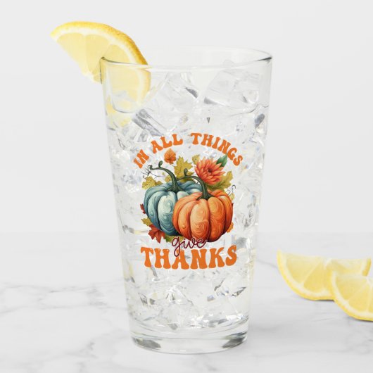 In allen Dingen danke - farbenfrohe Pumpkin Glas (Vorderseite Ice)