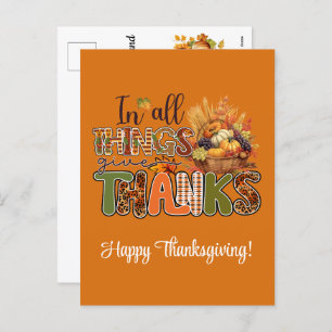 In allen Dingen danken glücklichen Thanksgiving Feiertagspostkarte