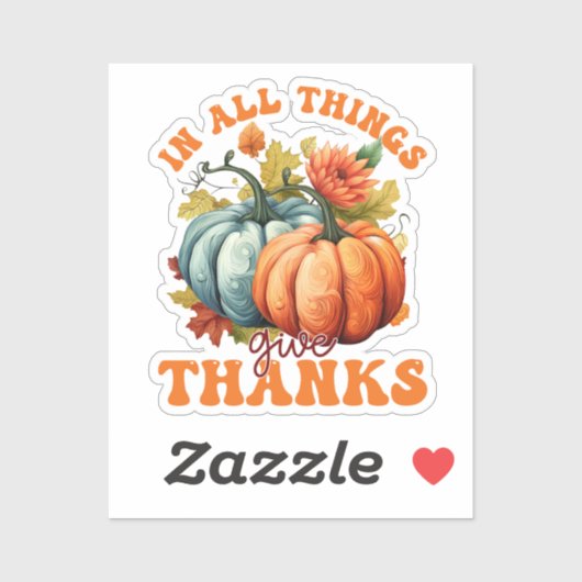 In allen Dingen gibt Dank Pumpkin Aufkleber (Blatt)