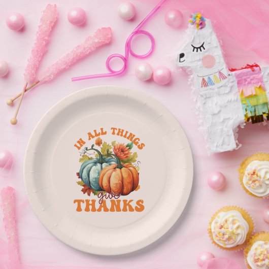 In allen Dingen gibt Dank Pumpkin Pappteller (Party)