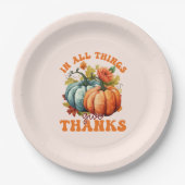 In allen Dingen gibt Dank Pumpkin Pappteller (Vorderseite)
