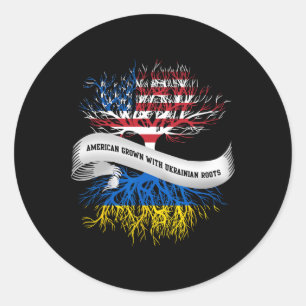 In Amerika gewachsen mit ukrainischen Wurzeln Ukra Runder Aufkleber