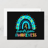 In April We Wear Blue Autism Rainbow Awareness Mon Postkarte (Vorne/Hinten)