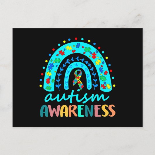 In April We Wear Blue Autism Rainbow Awareness Mon Postkarte (Vorderseite)