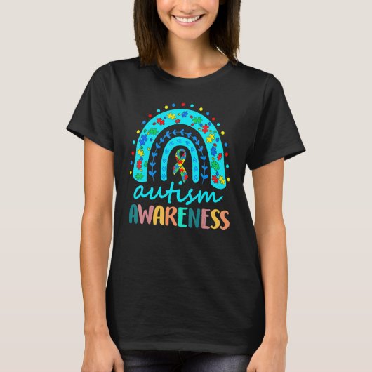 In April We Wear Blue Autism Rainbow Awareness Mon T-Shirt (Vorderseite)