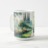 In Barcelona Spanien Aquarellmalerei Kaffeetasse (Vorderseite Links)