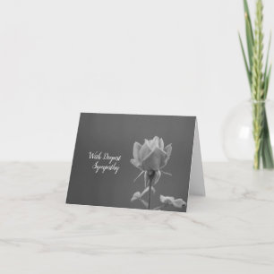 In Beileid Grau Schwarz und Weiß Rose Fotografie Karte