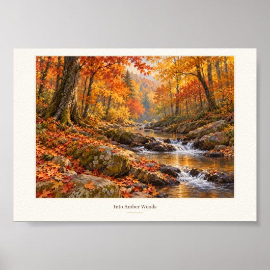 In Bernsteinholz Herbstbach-Kunst Poster (Vorne)
