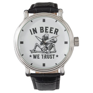In Bier we trust chillin' Skelett Beer Pong Armbanduhr