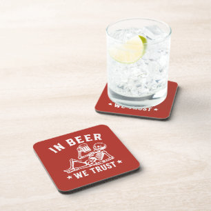 In Bier we trust chillin' Skelett Beer Pong Getränkeuntersetzer