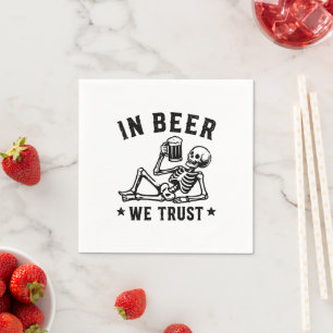 In Bier we trust chillin' Skelett Beer Pong Serviette
