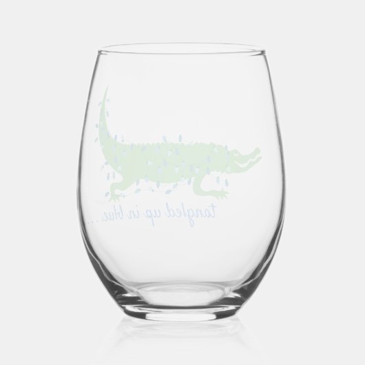 In blauem, stemless-Glass geknallt Weinglas Ohne Stiel (Rückseite)