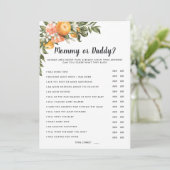 In Bloom Baby Dusche | Mama oder Daddy Game Einladung (Stehend Vorderseite)