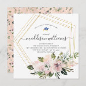 In Bloom | Blush Floral Graduation Party Einladung (Vorne/Hinten)