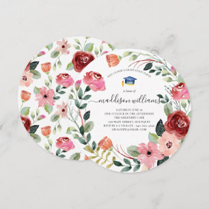In Bloom   Blush Florale Abschlussfeier Einladung