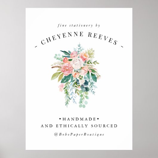 In Bloom | Blush Vintage Floral Logo Poster (Vorne)