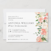 In Bloom Floral Peach Pink Bridesmaid Luncheon I Einladung (Vorderseite)