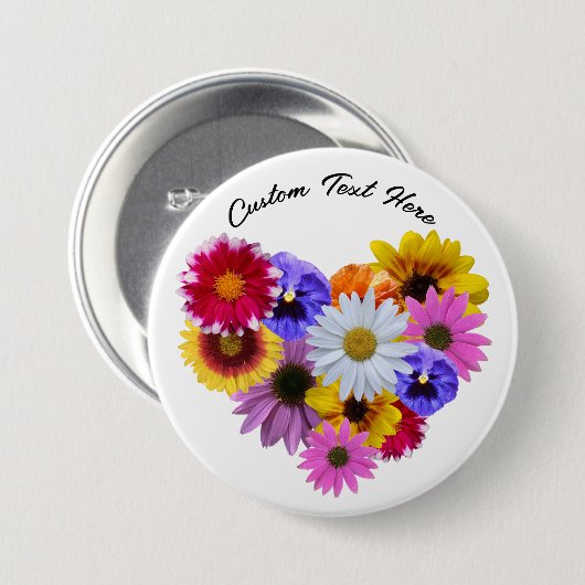 In Bloom - Heart Shaped Floral Bouquet Button (Vorne & Hinten)