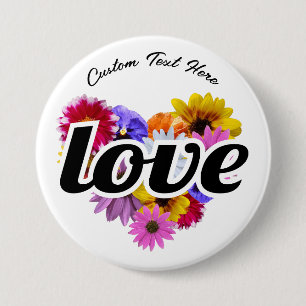 In Bloom - Liebe Herz geformt Blumenmotiv Knopf Button