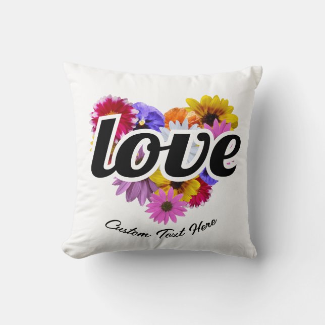 In Bloom - Liebe Herz geformt Blumenstrauß Kissen (Vorderseite)