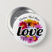 In Bloom - Liebe mit einem runden Blumenmotiv Button (Vorne & Hinten)