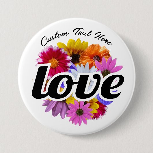 In Bloom - Liebe mit einem runden Blumenmotiv Button (Vorderseite)