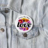 In Bloom - Liebe mit einem runden Blumenmotiv Button (Beispiel)