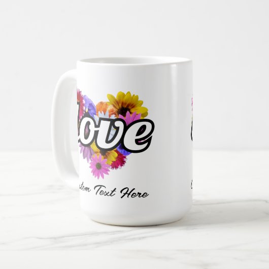 In Bloom - Liebe mit herz geformtem Bouquet Kaffeetasse (Vorderseite Links)