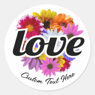 In Bloom - Liebe mit Round Floral Bouquet Runder Aufkleber
