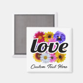 In Bloom - Liebe mit Square Floral Bouquet Magnet (Vorderseite/Rückseite)