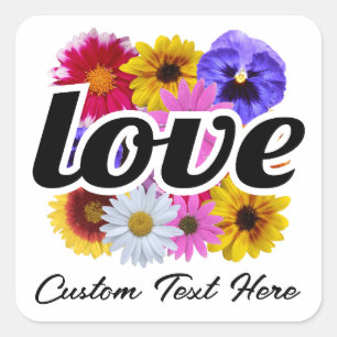 In Bloom - Liebe mit Square Floral Bouquet Quadratischer Aufkleber