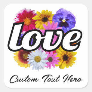 In Bloom - Liebe mit Square Floral Bouquet Quadratischer Aufkleber