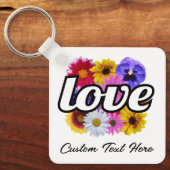 In Bloom - Liebe mit Square Floral Bouquet Schlüsselanhänger (Vorderseite)