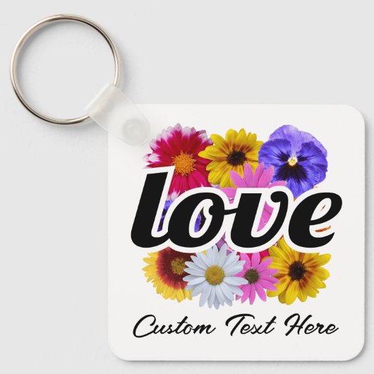 In Bloom - Liebe mit Square Floral Bouquet Schlüsselanhänger (Vorderseite)