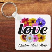 In Bloom - Liebe mit Square Floral Bouquet Schlüsselanhänger (Vorderseite)