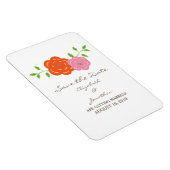 In Bloom Orange Pink Save the Date Flexi Magnet (Rechte Seite)