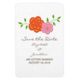 In Bloom Orange Pink Save the Date Flexi Magnet