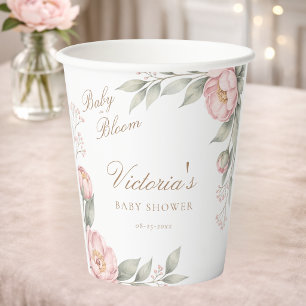 In Bloom Pfingstrosen-Baby-Shower-Party Pappbecher
