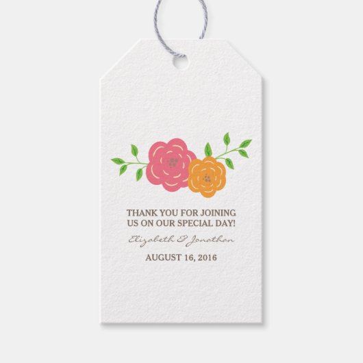 In Bloom Red Orange Blumengiftmarken Geschenkanhänger (Vorderseite)