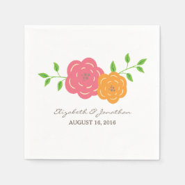 In Bloom Red Orange Blumenpapier Napkins Serviette