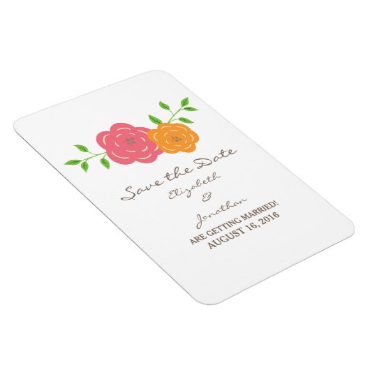 In Bloom Red Orange Save the Date Flexi Magnet (Rechte Seite)