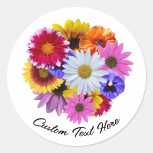In Bloom - Round Floral Bouquet Runder Aufkleber