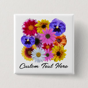 In Bloom - Square Floral Button