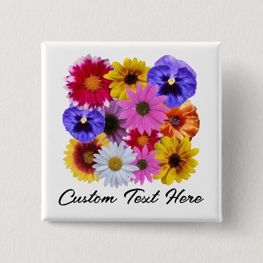 In Bloom - Square Floral Button (Vorderseite)